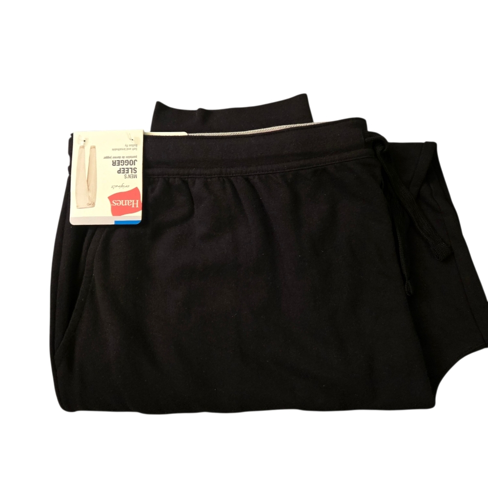 Hanes Mens Joggers Lounge Pants Black Cotton 2XL ๐ฅ NWT - Picture 6 of 12